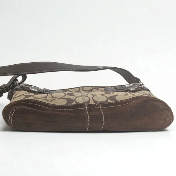 Coach 3577 Vintage Signature Canvas Shoulder Bag Leather Trim Buckle 2005 - Picture 5 of 16
